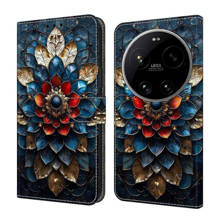 Funda para teléfono de cuero vegano pintado con efecto cristal, For Xiaomi 17 Ultra