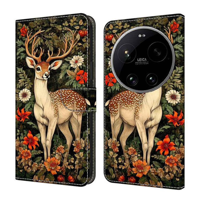 Funda para teléfono de cuero vegano pintado con efecto cristal, For Xiaomi 17 Ultra