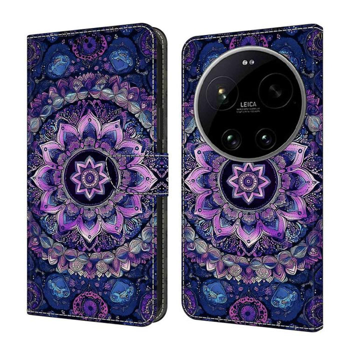 Funda para teléfono de cuero vegano pintado con efecto cristal, For Xiaomi 17 Ultra