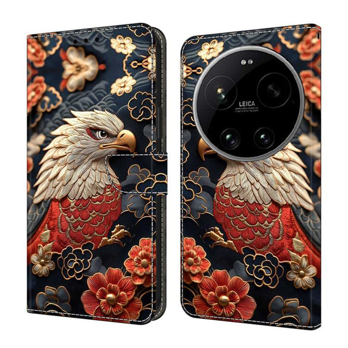 Funda para teléfono de cuero vegano pintado con efecto cristal, For Xiaomi 17 Ultra