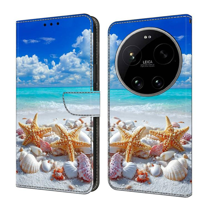 Funda para teléfono de cuero vegano pintado con efecto cristal, For Xiaomi 17 Ultra