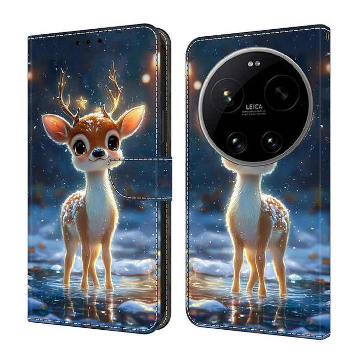 Funda para teléfono de cuero vegano pintado con efecto cristal, For Xiaomi 17 Ultra
