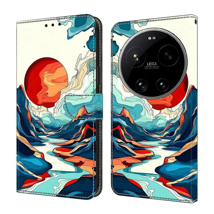Funda para teléfono de cuero vegano pintado con efecto cristal, For Xiaomi 17 Ultra