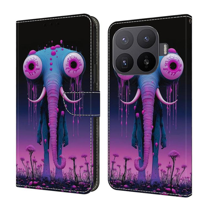 Funda para teléfono de cuero vegano pintado con efecto cristal, For Xiaomi 17 Ultra