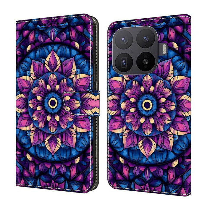 Funda para teléfono de cuero vegano pintado con efecto cristal, For Xiaomi 17 Ultra