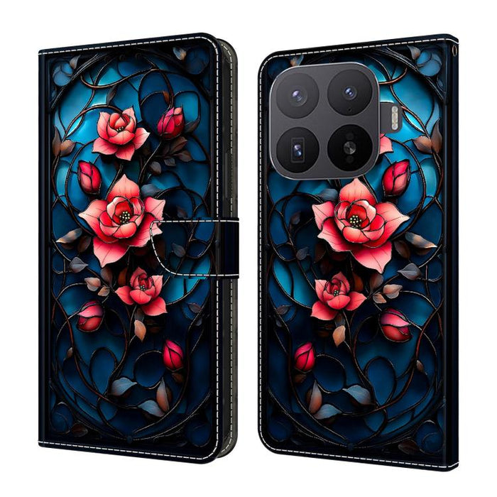 Funda para teléfono de cuero vegano pintado con efecto cristal, For Xiaomi 17 Ultra