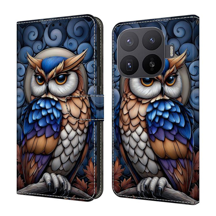 Funda para teléfono de cuero vegano pintado con efecto cristal, For Xiaomi 17 Ultra