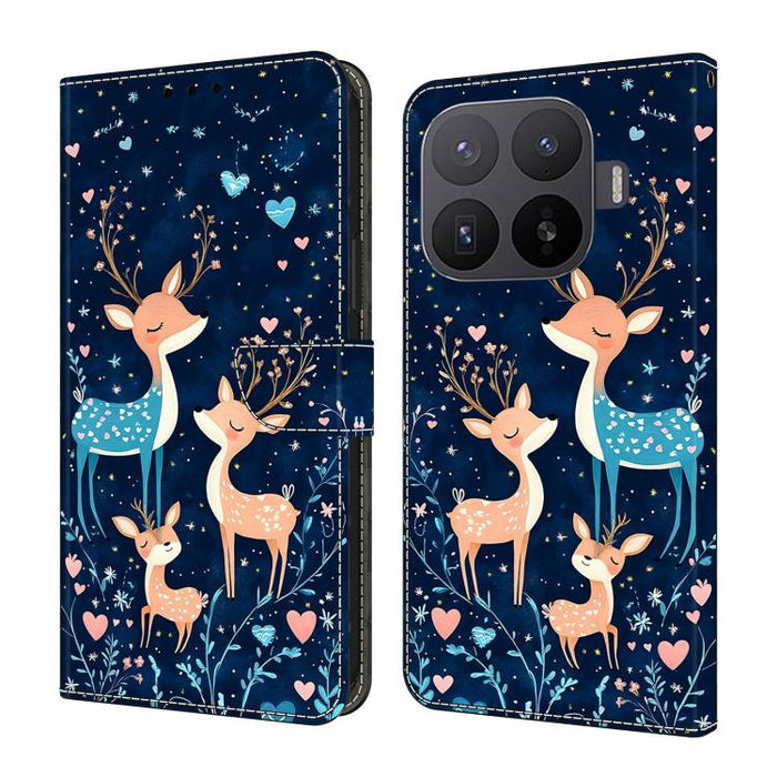 Funda para teléfono de cuero vegano pintado con efecto cristal, For Xiaomi 17 Ultra