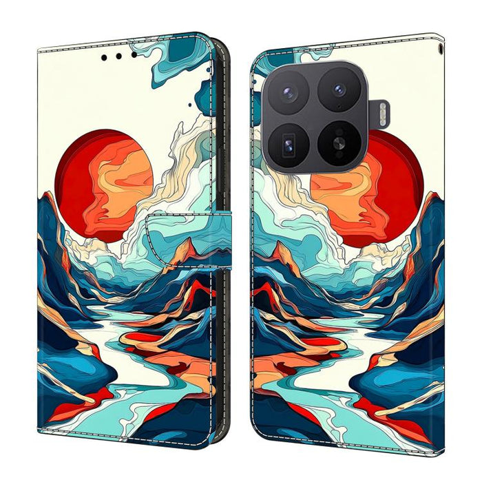 Funda para teléfono de cuero vegano pintado con efecto cristal, For Xiaomi 17 Ultra
