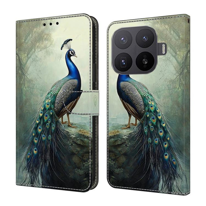 Funda para teléfono de cuero vegano pintado con efecto cristal, For Xiaomi 17 Ultra