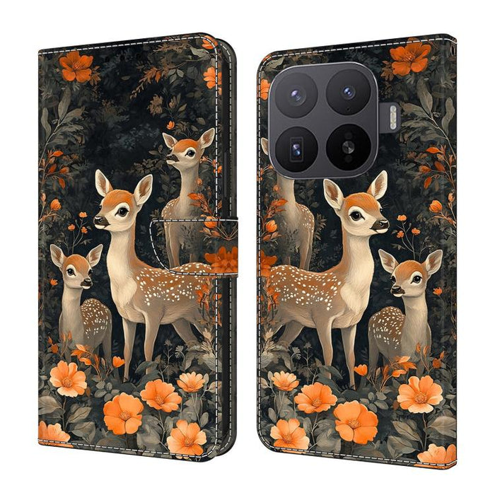 Funda para teléfono de cuero vegano pintado con efecto cristal, For Xiaomi 17 Ultra