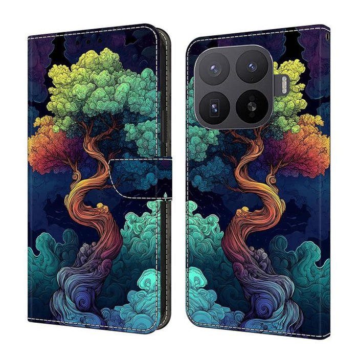Funda para teléfono de cuero vegano pintado con efecto cristal, For Xiaomi 17 Ultra