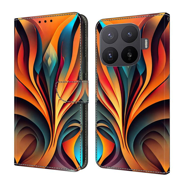 Funda para teléfono de cuero vegano pintado con efecto cristal, For Xiaomi 17 Ultra