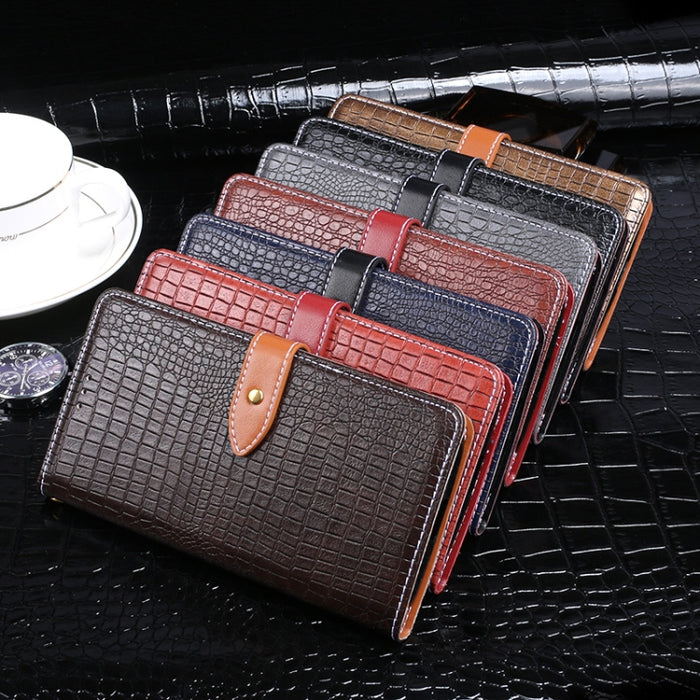 idewei Estuche de cuero con tapa horizontal con textura de cocodrilo con soporte y ranuras para tarjetas y billetera