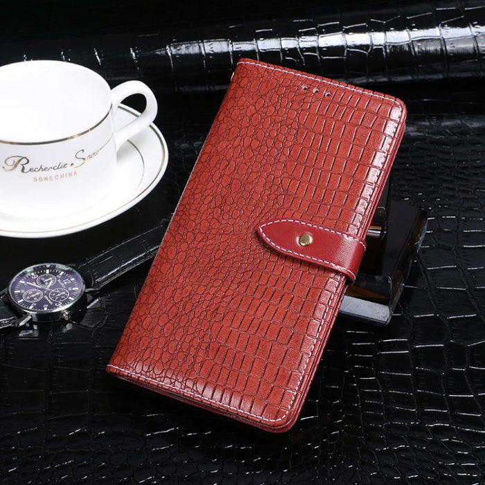 idewei Estuche de cuero con tapa horizontal con textura de cocodrilo con soporte y ranuras para tarjetas y billetera