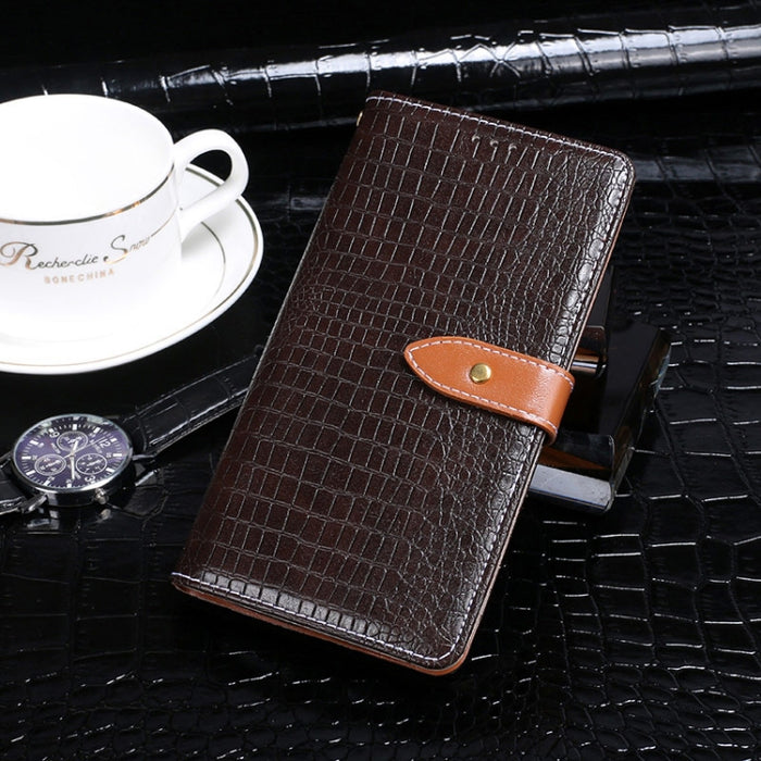idewei Estuche de cuero con tapa horizontal con textura de cocodrilo con soporte y ranuras para tarjetas y billetera