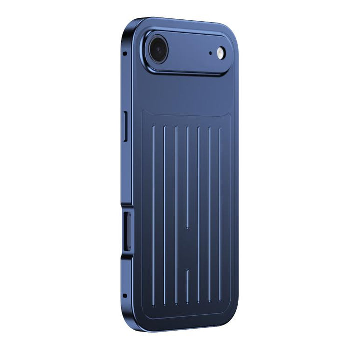 Funda para teléfono de aleación de aluminio con textura de maleta y protector de pantalla de vidrio templado de la serie Magnetic King., For iPhone 17 Pro Max, For iPhone 17 Pro, For iPhone Air, For iPhone 16 Pro Max, For iPhone 16 Pro                 ...