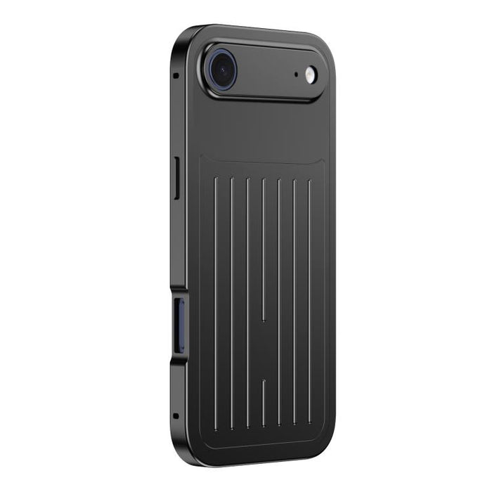 Funda para teléfono de aleación de aluminio con textura de maleta y protector de pantalla de vidrio templado de la serie Magnetic King., For iPhone 17 Pro Max, For iPhone 17 Pro, For iPhone Air, For iPhone 16 Pro Max, For iPhone 16 Pro                 ...