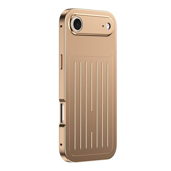 Funda para teléfono de aleación de aluminio con textura de maleta y protector de pantalla de vidrio templado de la serie Magnetic King., For iPhone 17 Pro Max, For iPhone 17 Pro, For iPhone Air, For iPhone 16 Pro Max, For iPhone 16 Pro                 ...