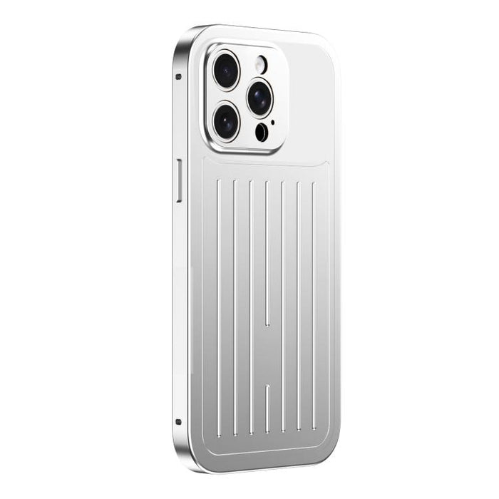 Funda para teléfono de aleación de aluminio con textura de maleta y protector de pantalla de vidrio templado de la serie Magnetic King., For iPhone 17 Pro Max, For iPhone 17 Pro, For iPhone Air, For iPhone 16 Pro Max, For iPhone 16 Pro                 ...
