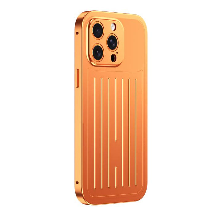 Funda para teléfono de aleación de aluminio con textura de maleta y protector de pantalla de vidrio templado de la serie Magnetic King., For iPhone 17 Pro Max, For iPhone 17 Pro, For iPhone Air, For iPhone 16 Pro Max, For iPhone 16 Pro                 ...
