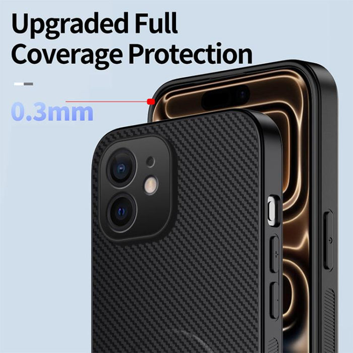 Funda magnética para teléfono WANLONFENG con soporte y textura de fibra de carbono, For iPhone 12, For iPhone 12 Pro Max, For iPhone 12 Pro, For iPhone 11 Pro Max, For iPhone 11, For iPhone 11 Pro