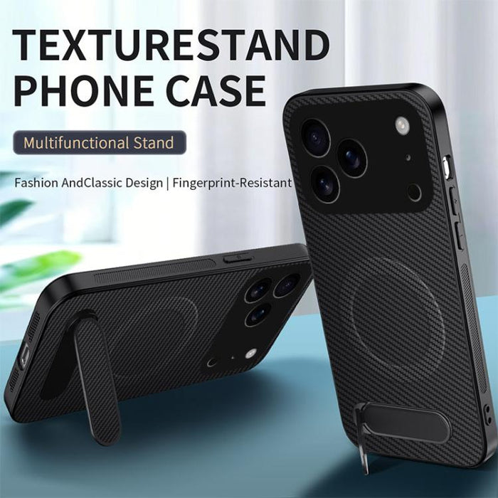 Funda magnética para teléfono WANLONFENG con soporte y textura de fibra de carbono, For iPhone 12, For iPhone 12 Pro Max, For iPhone 12 Pro, For iPhone 11 Pro Max, For iPhone 11, For iPhone 11 Pro