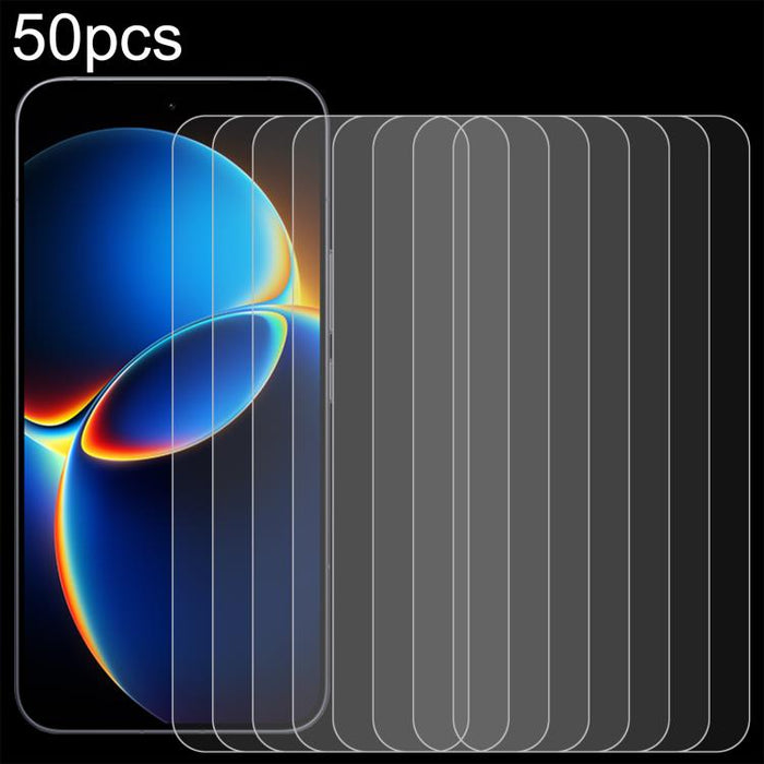 50 láminas de vidrio templado de aluminio de 0,18 mm de grosor, compatibles con desbloqueo por huella dactilar., For Redmi 17C 4G, For Redmi K90 Ultra 5G, For Redmi K100 Pro 5G, For Xiaomi 17 Max 5G, For Redmi K90 Max 5G, For Xiaomi 17T Pro 5G