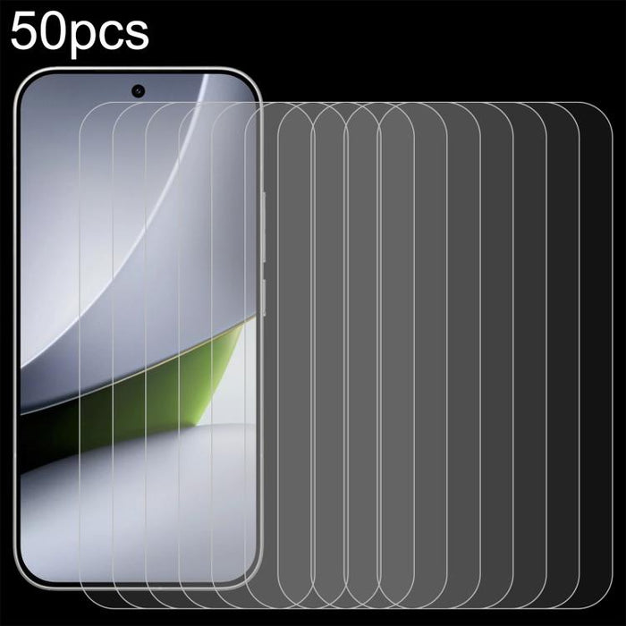 50 láminas de vidrio templado de aluminio de 0,18 mm de grosor, compatibles con desbloqueo por huella dactilar., For Redmi 17C 4G, For Redmi K90 Ultra 5G, For Redmi K100 Pro 5G, For Xiaomi 17 Max 5G, For Redmi K90 Max 5G, For Xiaomi 17T Pro 5G