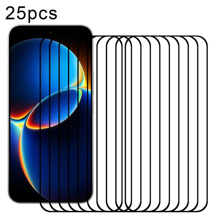 25 láminas de vidrio templado de aluminio de alta calidad con serigrafía a pantalla completa, compatibles con desbloqueo por huella dactilar., For Xiaomi 17 Max 5G, For Redmi K90 Max 5G, For Xiaomi 17T Pro 5G