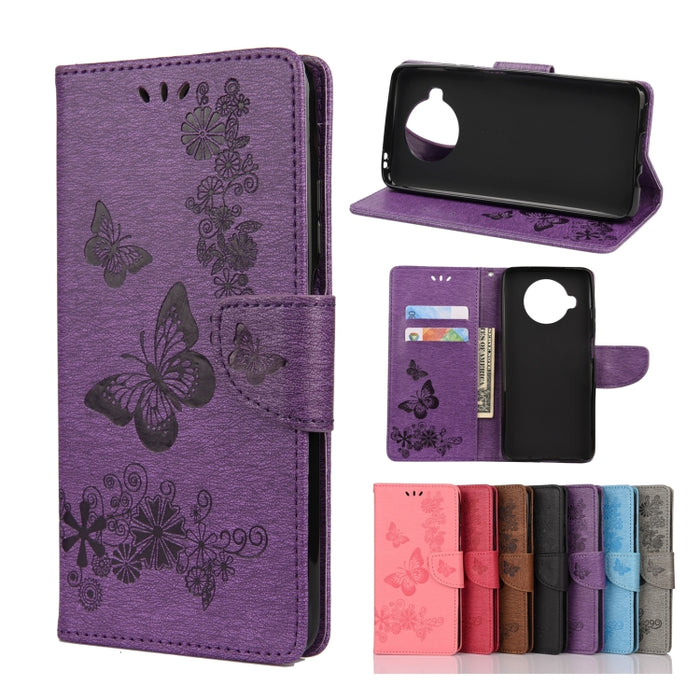 Estuche de cuero con tapa horizontal con estampado de mariposas con soporte, ranuras para tarjetas y billetera, For OPPO Realme 7 Pro 5G, For OPPO Reno4 Pro 5G, For Xiaomi Mi 10T Lite 5G, For Xiaomi Mi 10T Pro 5G, For Xiaomi Mi 10T 5G