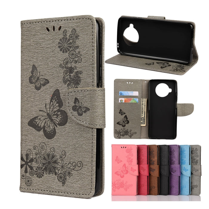 Estuche de cuero con tapa horizontal con estampado de mariposas con soporte, ranuras para tarjetas y billetera, For OPPO Realme 7 Pro 5G, For OPPO Reno4 Pro 5G, For Xiaomi Mi 10T Lite 5G, For Xiaomi Mi 10T Pro 5G, For Xiaomi Mi 10T 5G