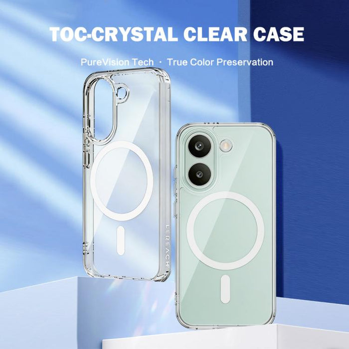 Funda magnética antigolpes LeReach TOC Clear Series de doble compuesto, TPU + acrílico., For Redmi Turbo 5 5G/Poco X8 Pro 5G, For Redmi Turbo 5 Max