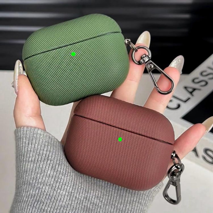 Estuche para auriculares híbrido de policarbonato y cuero sintético a prueba de golpes con mosquetón., For AirPods Pro 3, For AirPods Pro 2, For AirPods Pro