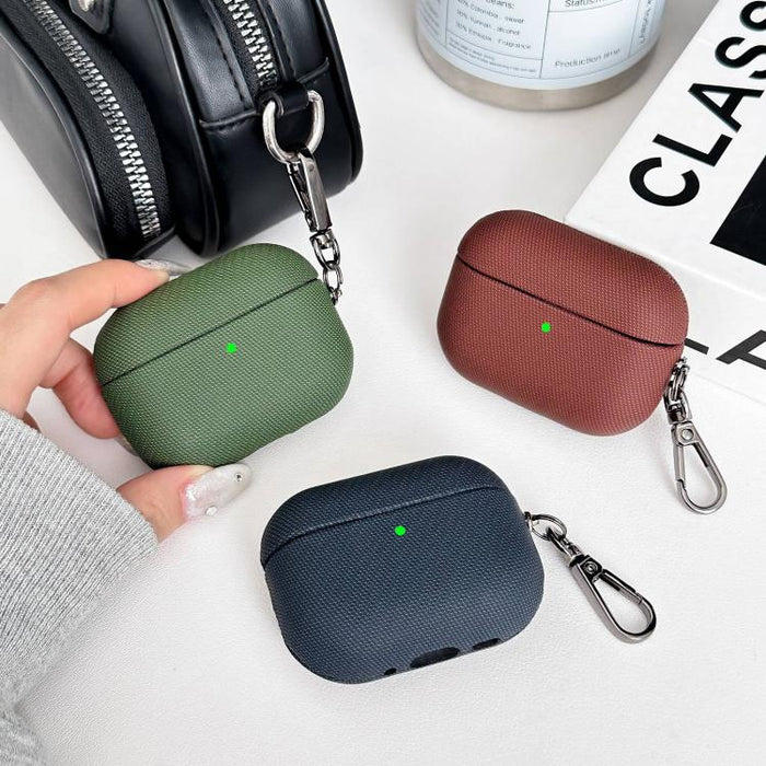 Estuche para auriculares híbrido de policarbonato y cuero sintético a prueba de golpes con mosquetón., For AirPods Pro 3, For AirPods Pro 2, For AirPods Pro