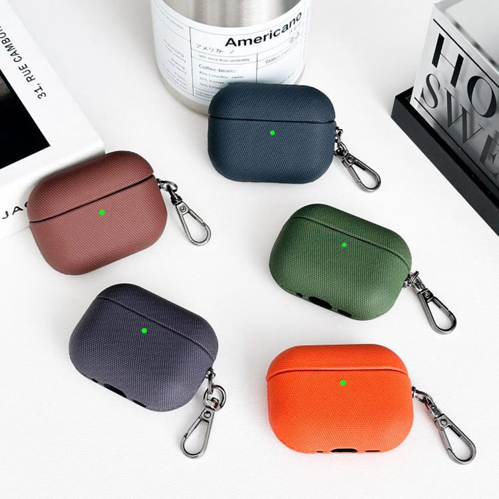 Estuche para auriculares híbrido de policarbonato y cuero sintético a prueba de golpes con mosquetón., For AirPods Pro 3, For AirPods Pro 2, For AirPods Pro
