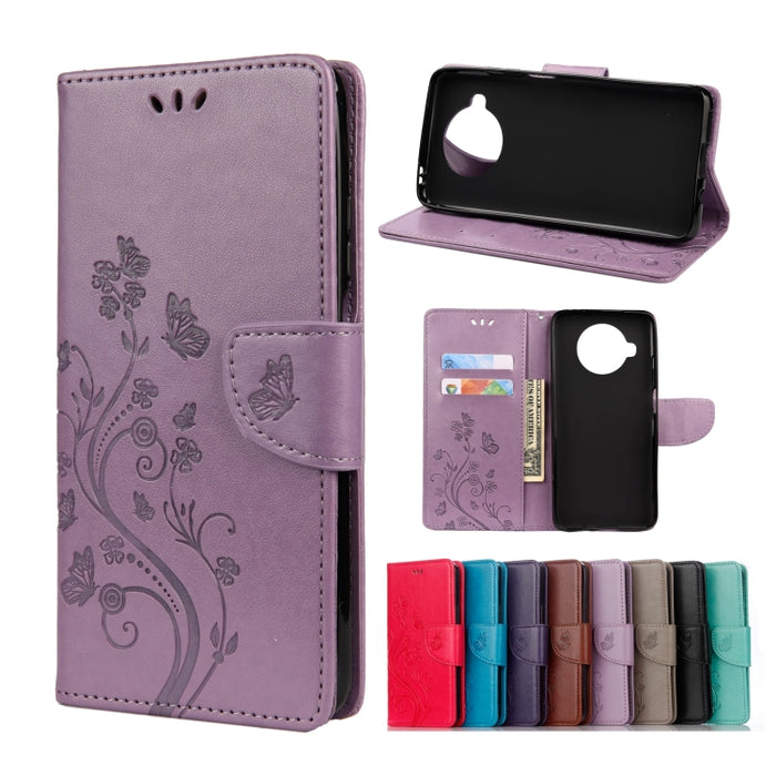 Estuche de cuero con tapa horizontal con estampado de flores y mariposas con soporte, ranuras para tarjetas y billetera, For Xiaomi Mi 10T Lite 5G, For Xiaomi Mi 10T Pro 5G, For Xiaomi Mi 10T 5G