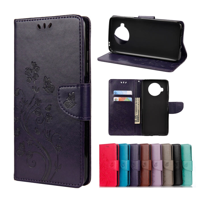 Estuche de cuero con tapa horizontal con estampado de flores y mariposas con soporte, ranuras para tarjetas y billetera, For Xiaomi Mi 10T Lite 5G, For Xiaomi Mi 10T Pro 5G, For Xiaomi Mi 10T 5G