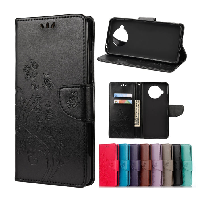 Estuche de cuero con tapa horizontal con estampado de flores y mariposas con soporte, ranuras para tarjetas y billetera, For Xiaomi Mi 10T Lite 5G, For Xiaomi Mi 10T Pro 5G, For Xiaomi Mi 10T 5G