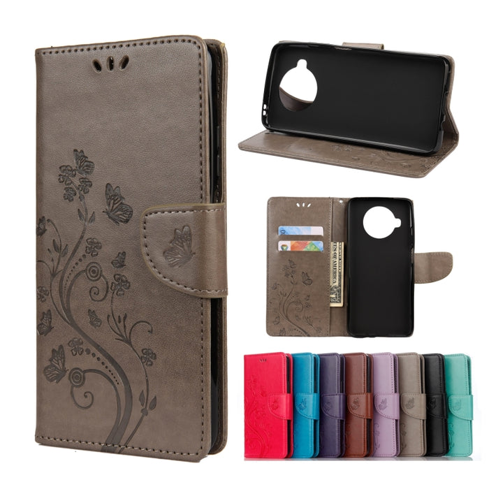 Estuche de cuero con tapa horizontal con estampado de flores y mariposas con soporte, ranuras para tarjetas y billetera, For Xiaomi Mi 10T Lite 5G, For Xiaomi Mi 10T Pro 5G, For Xiaomi Mi 10T 5G