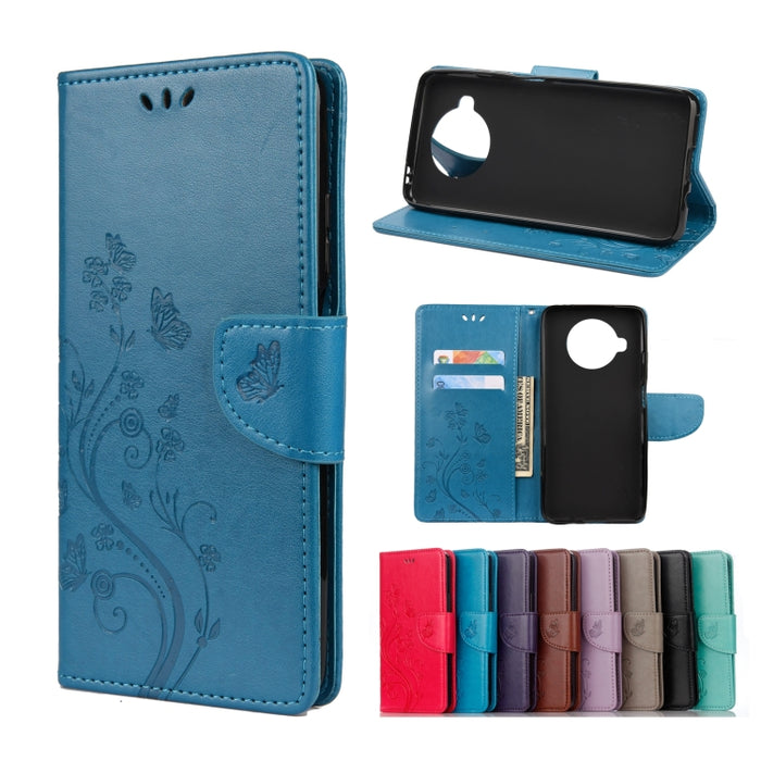 Estuche de cuero con tapa horizontal con estampado de flores y mariposas con soporte, ranuras para tarjetas y billetera, For Xiaomi Mi 10T Lite 5G, For Xiaomi Mi 10T Pro 5G, For Xiaomi Mi 10T 5G