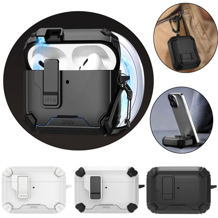 Estuche para auriculares inalámbricos LeReach Mega Series Armor Edition con soporte, For AirPods Pro 3