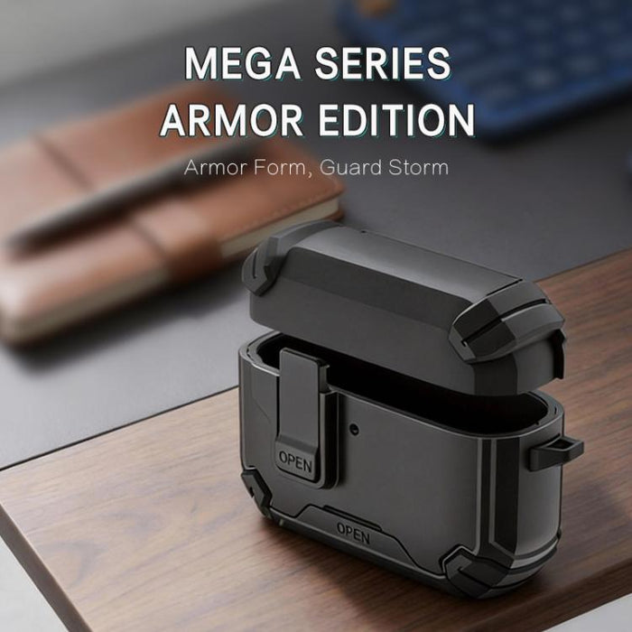 Estuche para auriculares inalámbricos LeReach Mega Series Armor Edition con soporte, For AirPods Pro 3
