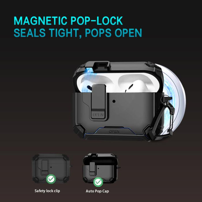 Estuche para auriculares inalámbricos LeReach Mega Series Armor Edition con soporte, For AirPods Pro 3