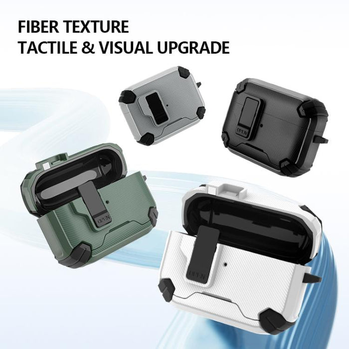 Estuche para auriculares inalámbricos LeReach Mega Series Fiber Armor Edition con soporte, For AirPods Pro 3