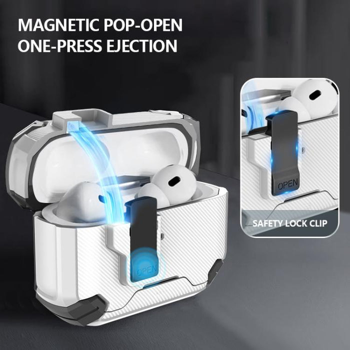 Estuche para auriculares inalámbricos LeReach Mega Series Fiber Armor Edition con soporte, For AirPods Pro 3