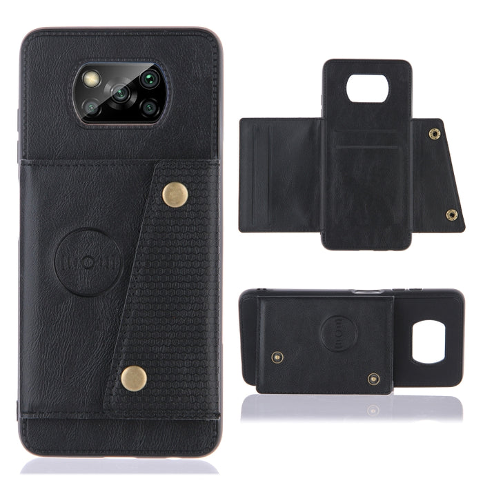 Estuche protector magnético a prueba de golpes con doble hebilla PU + TPU con ranuras para tarjetas y soporte, For OnePlus 8T, For OPPO F17 Pro, For OPPO Realme 7 5G, For OPPO Realme 7i, For OPPO Realme 7 Pro, For Xiaomi Poco X3