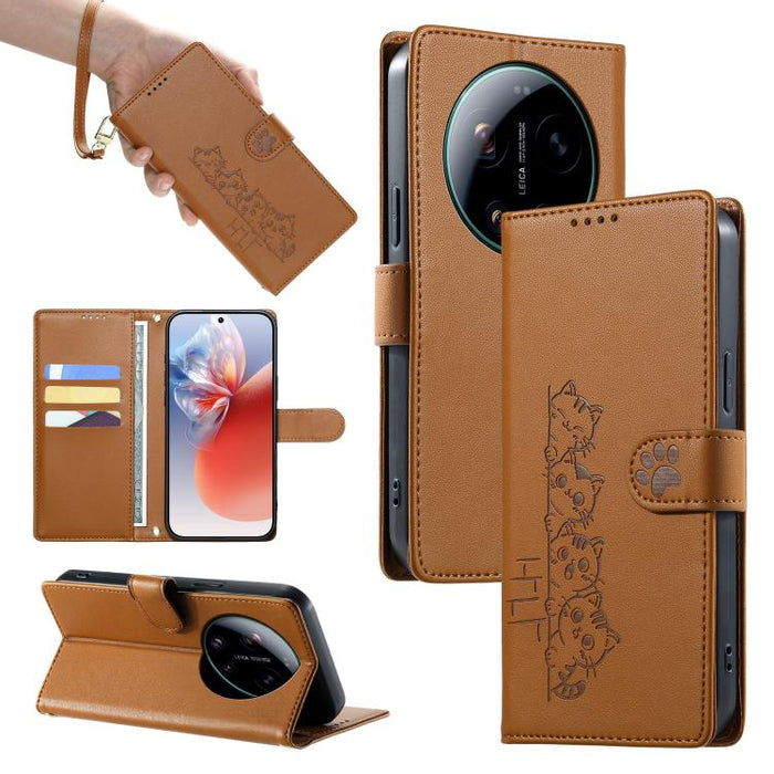 Funda para teléfono de piel vegana con cierre magnético y diseño de lindos gatos., For Xiaomi 17 Max, For Xiaomi 17T Pro 5G, For Xiaomi 17T 5G, For Xiaomi Poco X8 Pro Max / Redmi Turbo 5 Max, For Xiaomi Poco X8 Pro 5G / Redmi Turbo 5 5G                ...