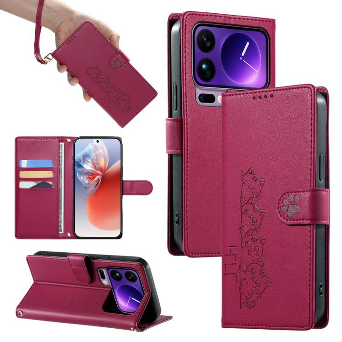 Funda para teléfono de piel vegana con cierre magnético y diseño de lindos gatos., For Xiaomi 17 Max, For Xiaomi 17T Pro 5G, For Xiaomi 17T 5G, For Xiaomi Poco X8 Pro Max / Redmi Turbo 5 Max, For Xiaomi Poco X8 Pro 5G / Redmi Turbo 5 5G                ...