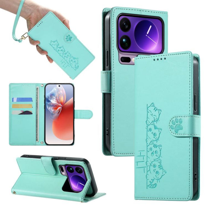 Funda para teléfono de piel vegana con cierre magnético y diseño de lindos gatos., For Xiaomi 17 Max, For Xiaomi 17T Pro 5G, For Xiaomi 17T 5G, For Xiaomi Poco X8 Pro Max / Redmi Turbo 5 Max, For Xiaomi Poco X8 Pro 5G / Redmi Turbo 5 5G                ...